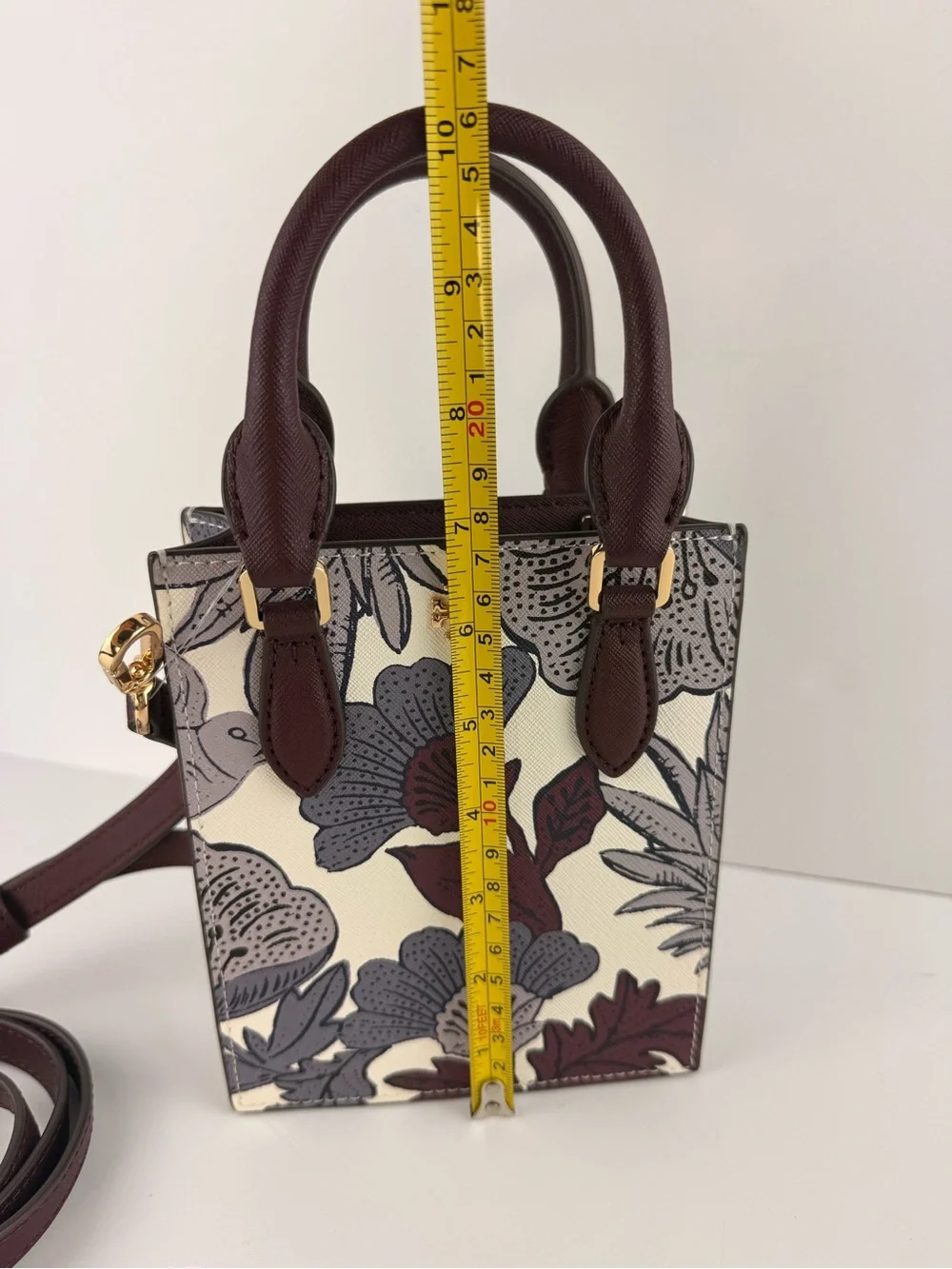 Tory Burch Emerson Printed Mini Shopper Tote Purple Wonderland Vine $395